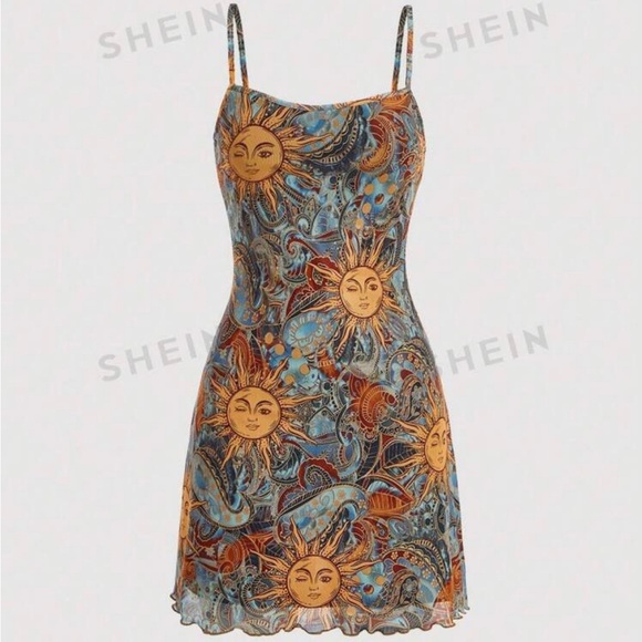Sun face Print Sundress - Picture 1 of 2